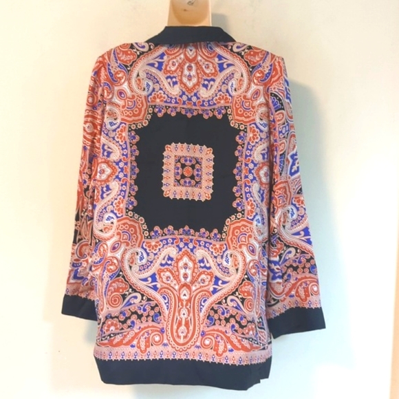 Zara Flowing Paisley Print Blazer M - Picture 8 of 16